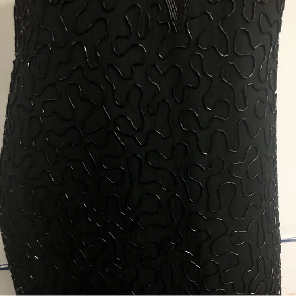 Vintage 80s Laurence Kazar Beaded Maxi Dress 8 - Picture 6 of 11